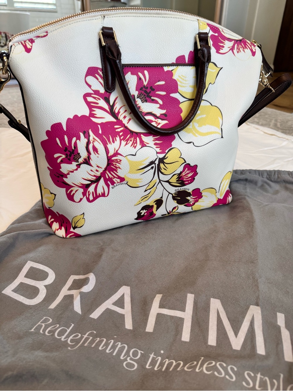 Brahmin Dahlia Bouquet Duxbury Satchel - Picture 14 of 15
